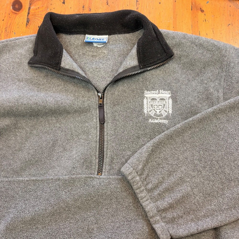Kaynee Mens L Gray Sacred Heart Academy Fleece Pullover Sweatshirt